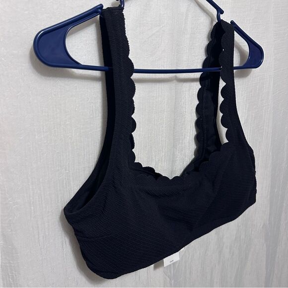 NWT Jessica Simpson Black Scalloped Bralette Bikini Top Square Neck Women XL - Picture 4 of 7